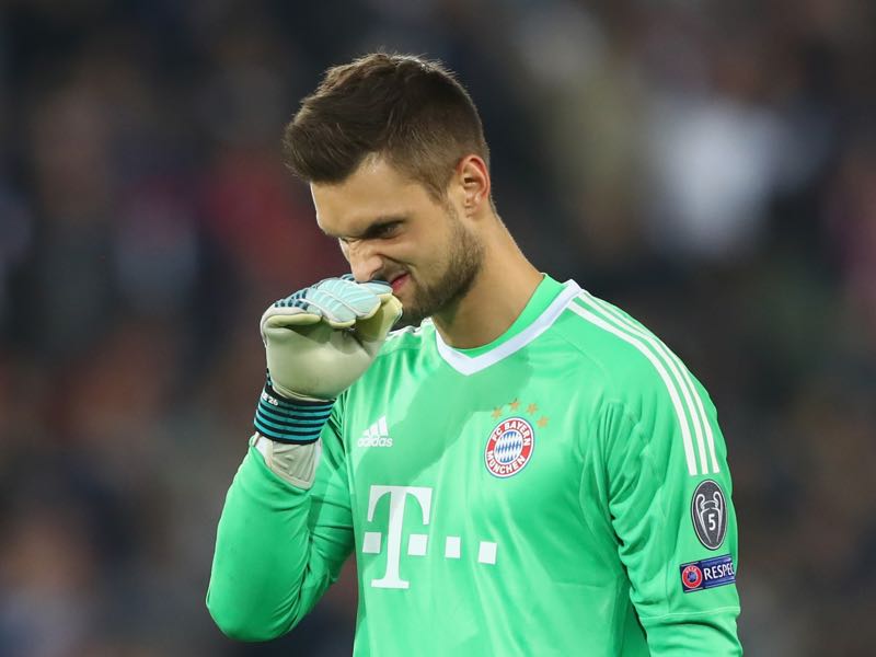 Sven Ulreich reacts to Bayern's heavy defeat to PSG two weeks ago. (Photo by Alexander Hassenstein/Bongarts/Getty Images)