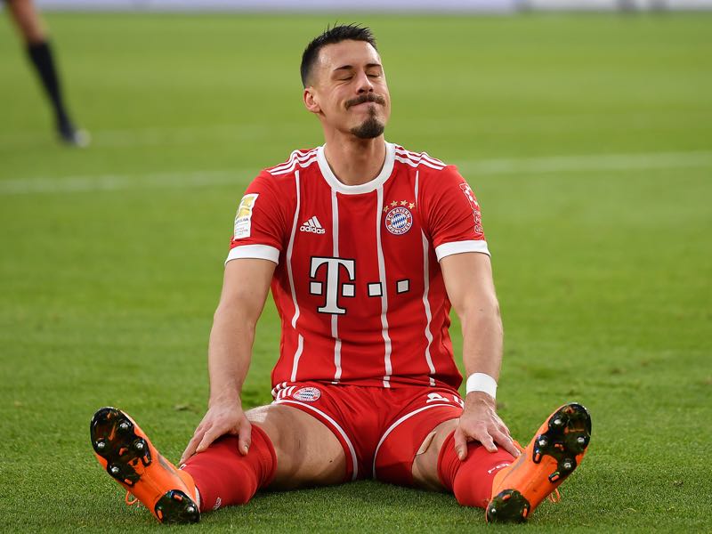 Wolfsburg vs Bayern - Sandro Wagner and Bayern could not find a way through Wolfsburg's defence in the first half. (Photo by Stuart Franklin/Bongarts/Getty Images)