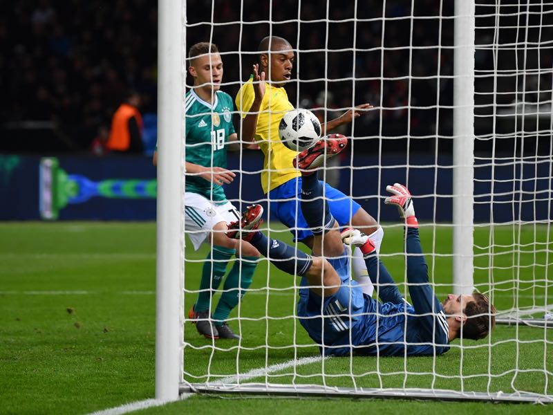 Kevin Trapp conceded a soft-goal against Brazil. (Photo by Stuart Franklin/Bongarts/Getty Images)