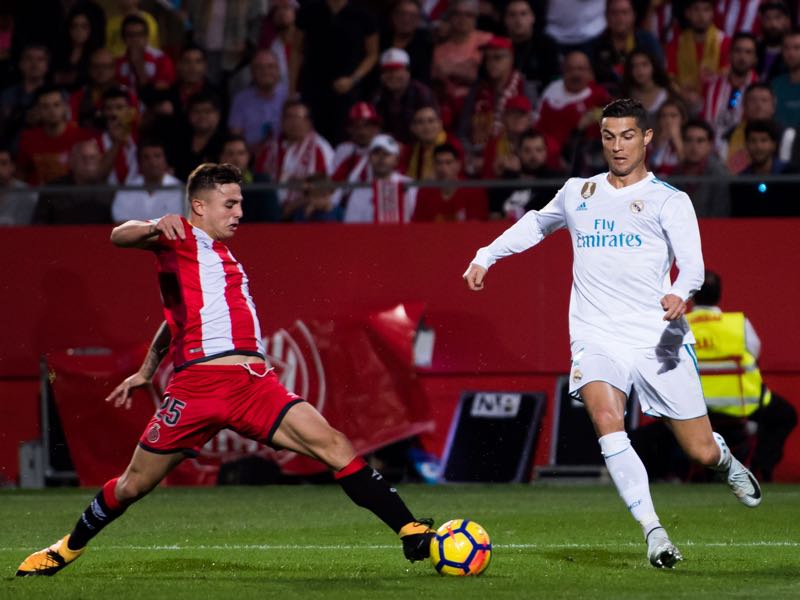 Pablo Maffeo (l.) has impressed against the likes of Cristiano Ronaldo (r.) in La Liga. Photo by Alex Caparros/Getty Images)