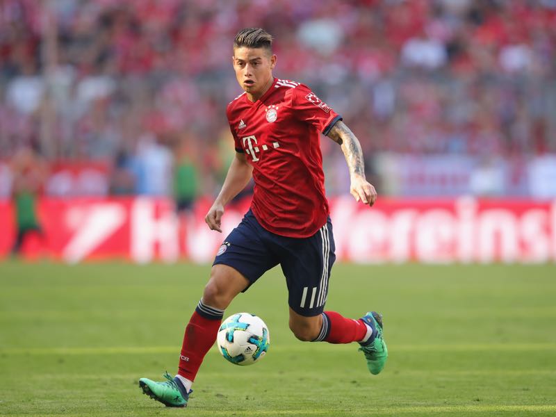 James Rodriguez of FC Bayern Muenchen runs with the ball during the Bundesliga match between FC Bayern Muenchen and VfB Stuttgart at Allianz Arena on May 12, 2018 in Munich, Germany. (Photo by Alexander Hassenstein/Bongarts/Getty Images)