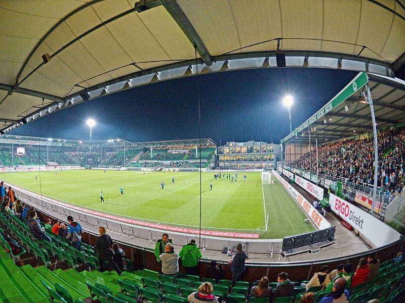 Fürth vs Dortmund will take place at the Sportpark Ronhof Thomas Sommer in Fürth (Photo by Thomas Starke/Bongarts/Getty Images)