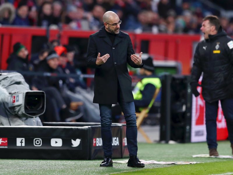 Leverkusen v Gladbach - Peter Bosz, Manager of Bayer 04 Leverkusen reacts during the Bundesliga match between Bayer 04 Leverkusen and Borussia Moenchengladbach at BayArena on January 19, 2019 in Leverkusen, Germany. (Photo by Lars Baron/Bongarts/Getty Images)