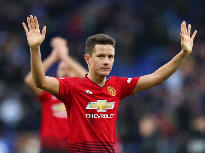  Ander Herrera of Manchester United celebrates victory following the Premier League match between Leicester City and Manchester United at The King Power Stadium on February 3, 2019 in Leicester, United Kingdom. (Photo by Catherine Ivill/Getty Images)