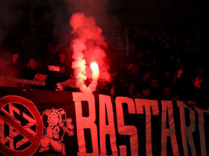 Düsseldorf v Frankfurt - The Eintracht Frankfurt fans during the Bundesliga match between Fortuna Duesseldorf and Eintracht Frankfurt at Esprit-Arena on March 11, 2019 in Duesseldorf, Germany. (Photo by Lars Baron/Bongarts/Getty Images)