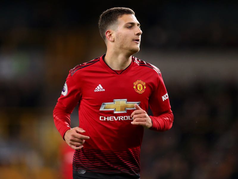 Diogo Dalot of Manchester United during the Premier League match between Wolverhampton Wanderers and Manchester United at Molineux on April 02, 2019 in Wolverhampton, United Kingdom. (Photo by Catherine Ivill/Getty Images)