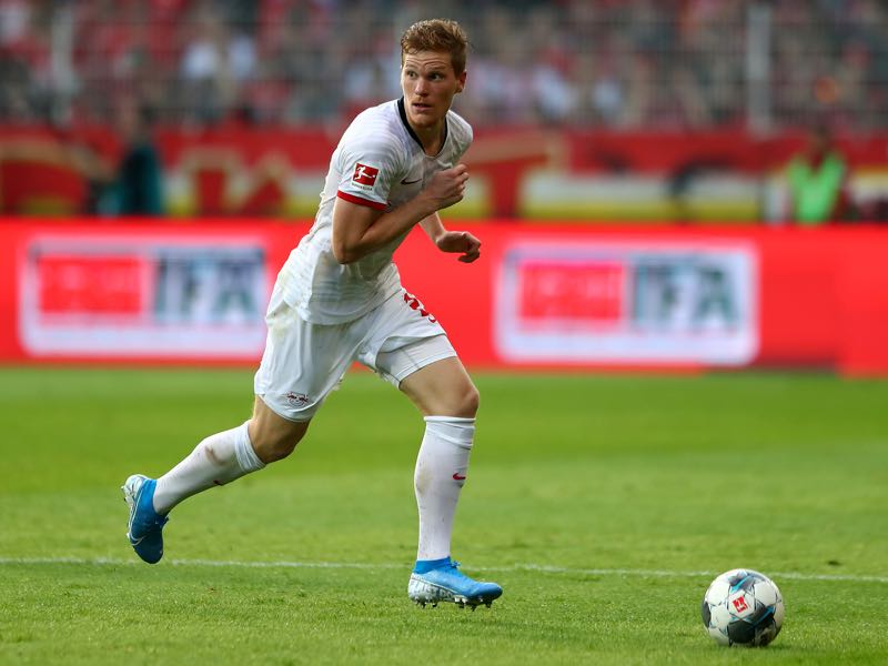 Marcel Halstenberg of Leipzig runs with the ball during the Bundesliga match between 1. FC Union Berlin and RB Leipzig at Stadion An der Alten Foersterei on August 18, 2019 in Berlin, Germany. (Photo by Martin Rose/Bongarts/Getty Images)